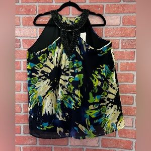 Beaded Floral Flowy Tank